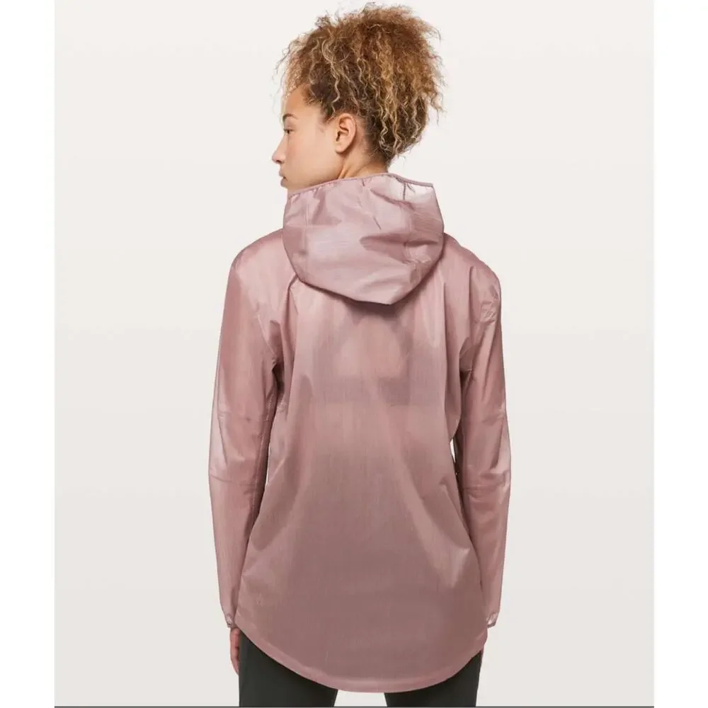 Lululemon Sheerjoy Pink Full Zip Waterproof Hooded Jacket Women's 8 Lightweight - Picture 7 of 16